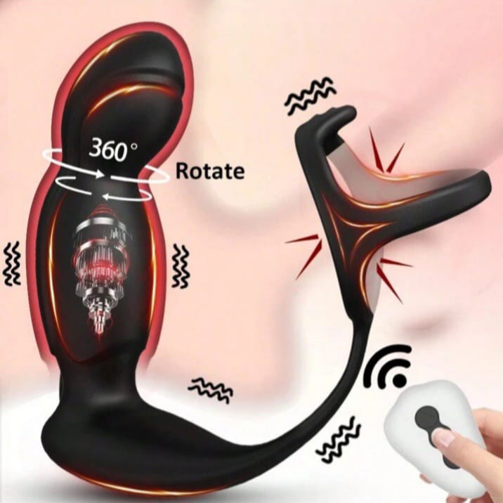 Dual Motor Prostate Vibrator Massager anal plug with Penis Ring